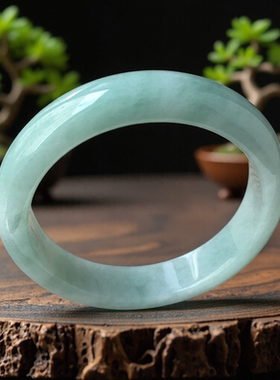 老坑a货翡翠手镯57mm冰糯种满绿色正圈带证书天然缅甸玉镯子0081