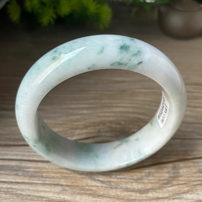 老坑A货翡翠手镯55mm宽版飘花