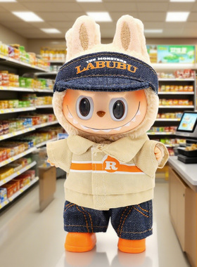 一二三代拉布布玩偶labubu娃衣便利店衣服套装毛绒公仔换装着替装