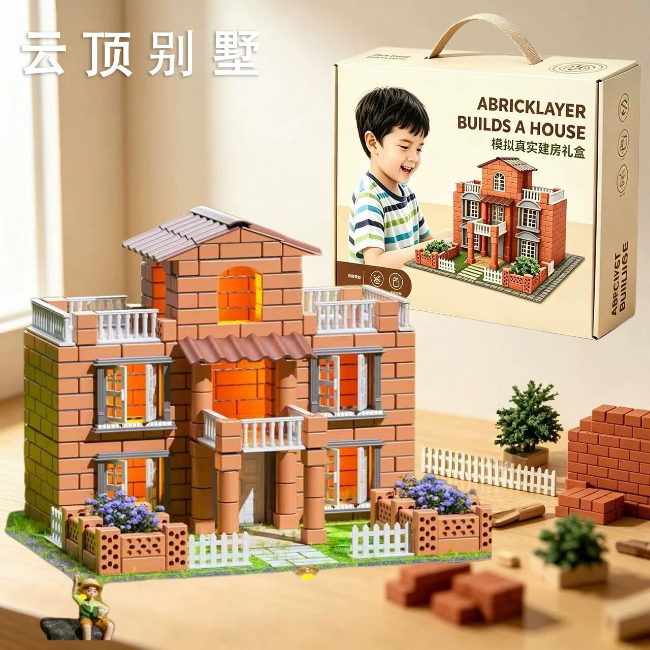 儿童泥瓦匠盖房子砌墙小小建筑师