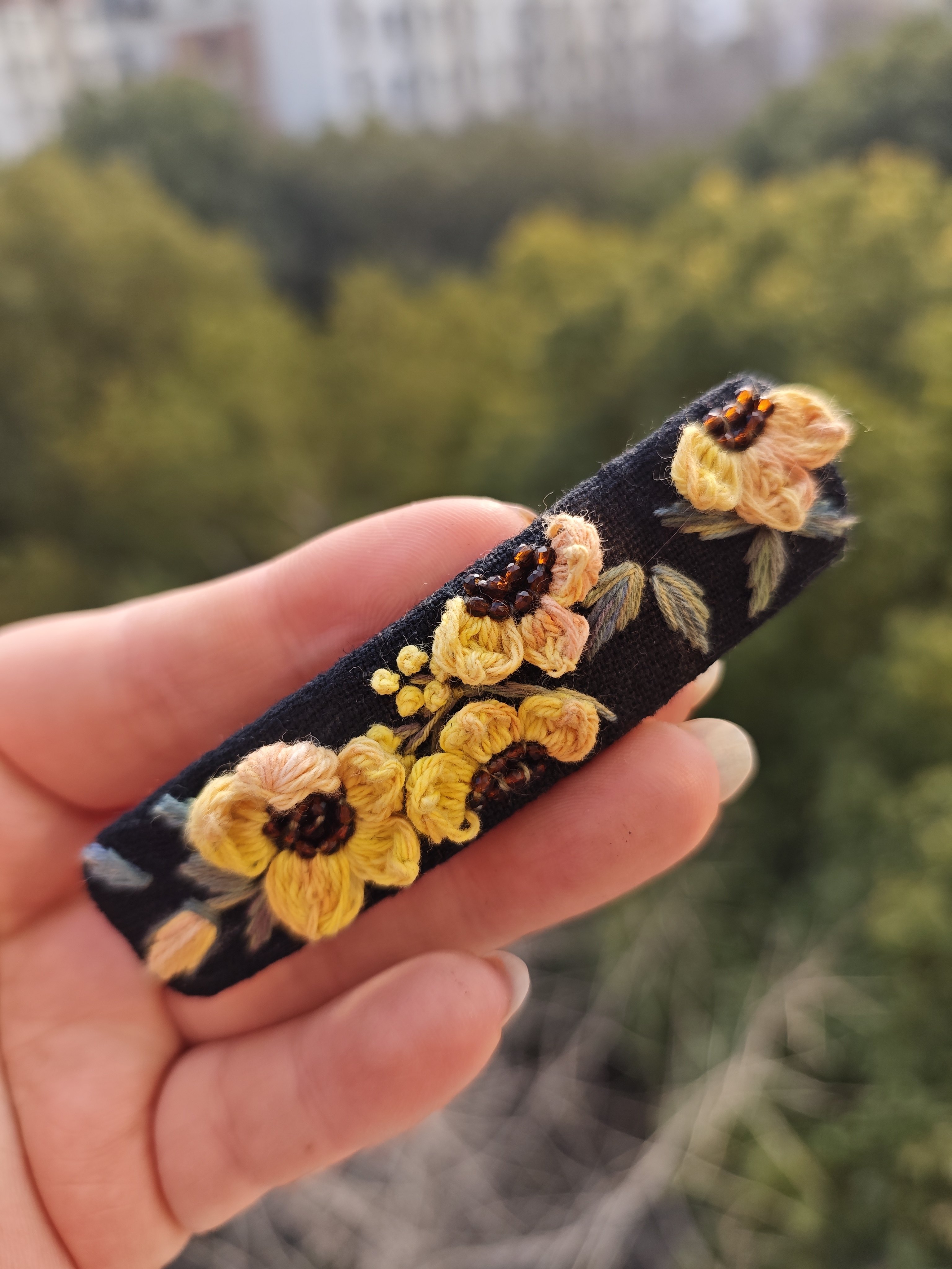 手工刺绣发夹成品绣花紫藤优雅复古田园风发卡一字夹扭扭夹弹簧夹