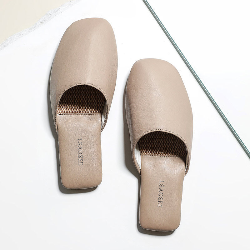 夏季包头小羊皮真皮轻奢亚麻凉拖鞋极简风高级感亲肤防滑牛筋底男,居家布艺,居家亚麻拖鞋,淘宝优惠券,粉丝福利购,淘宝优惠卷