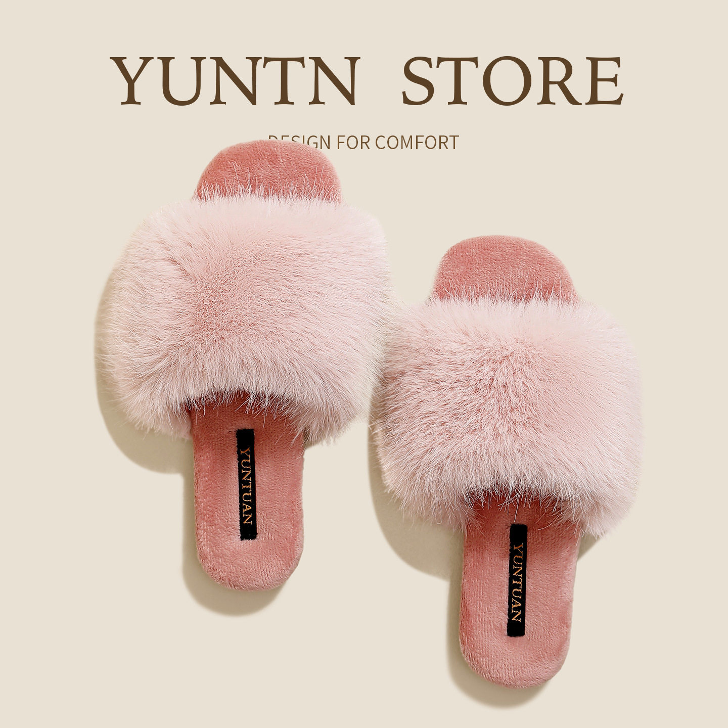 云团女士秋冬季仿貂毛温柔亲肤保暖棉拖鞋女室内防滑牛筋底居家鞋,女鞋,包头拖,淘宝优惠券,粉丝福利购,淘宝优惠卷