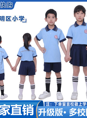 思明区小学夏季校服学生班服短袖短裤裙子夏季运动二件套定制校标
