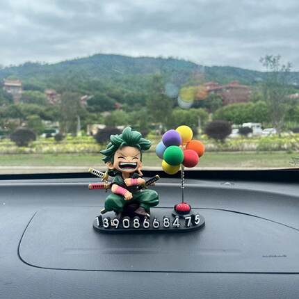 海贼王车载挪车电话号码牌卡通临时汽车停车移车摆件车内用品隐藏