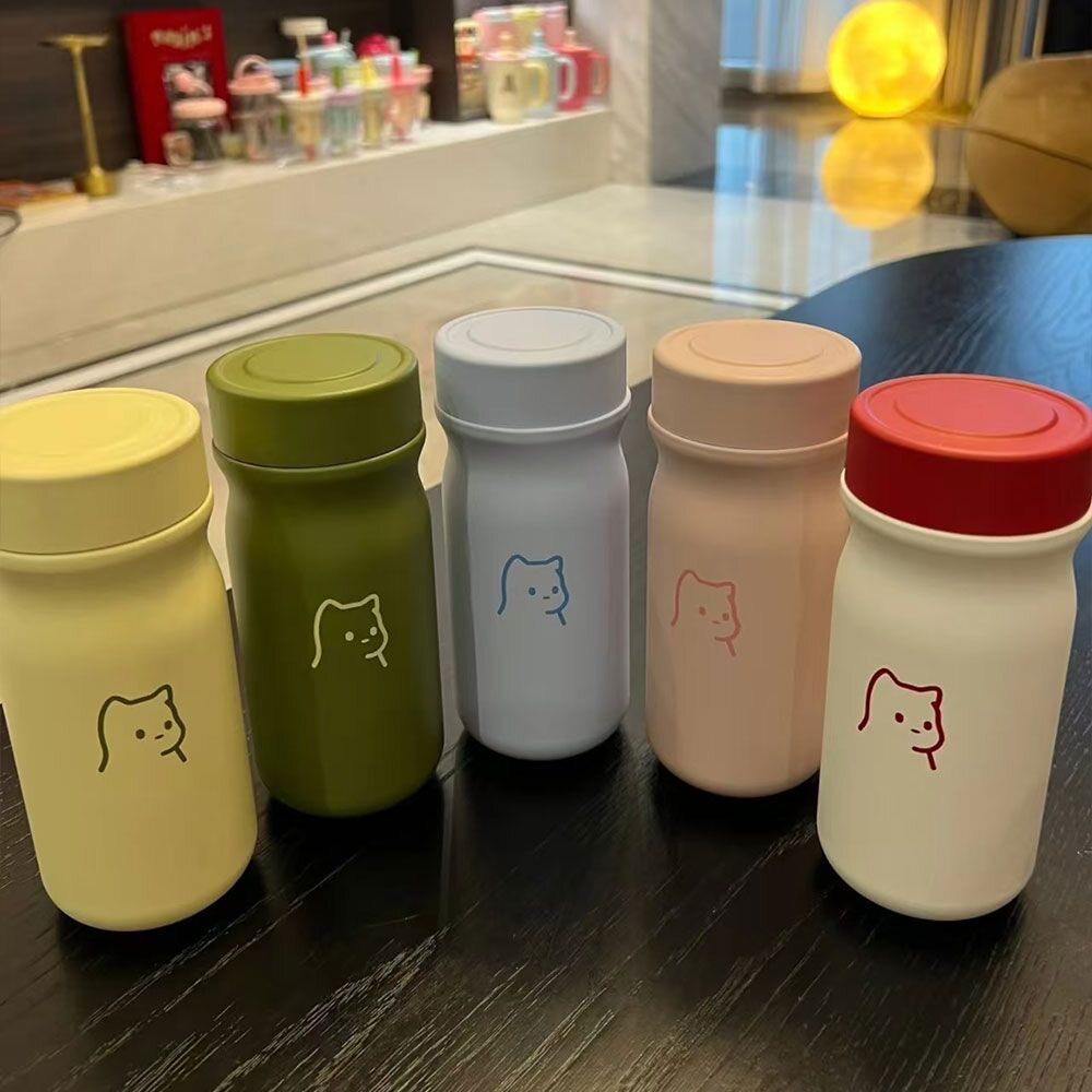 韩式不锈钢可爱口袋保温杯高颜值户外便携迷你杯子小巧水杯带茶隔