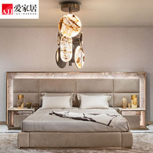爱家居 意式轻奢高端大气别墅住宅样板间定制皮艺双人床B-054