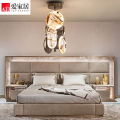 爱家居 意式轻奢高端大气别墅住宅样板间定制皮艺双人床B-054