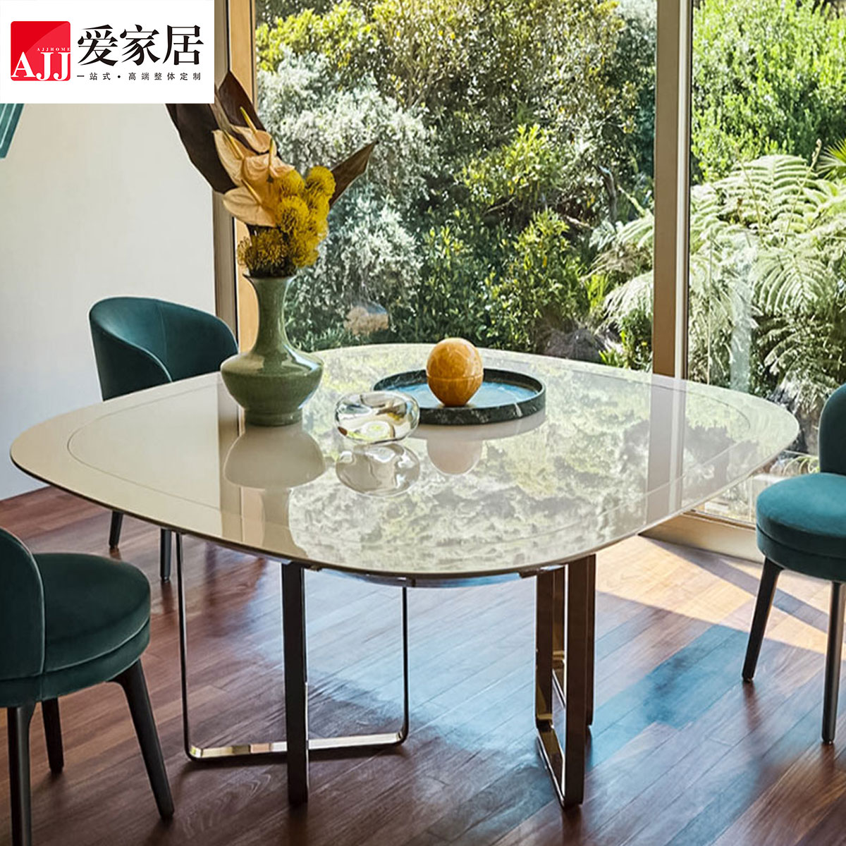 爱家居 意式现代轻奢大小户型别墅酒店定制家具餐厅家具餐桌F-062