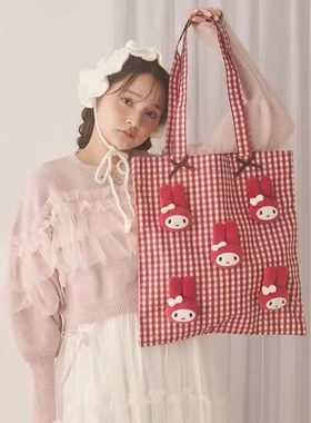 联名款 美乐蒂头像 红色方格单间包