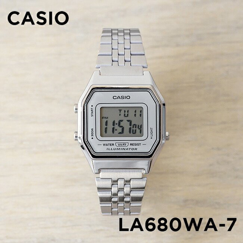 卡西欧手表女CASIO LA680WA-7 金属百搭小银表学生防水银色电子表