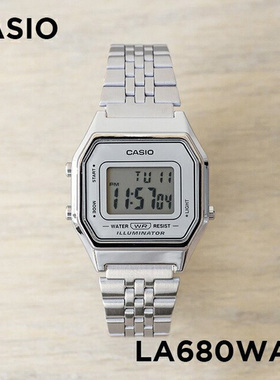 卡西欧手表女CASIO LA680WA-7 金属百搭小银表学生防水银色电子表