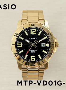卡西欧手表CASIO MTP-VD01G-1B 防水商务夜光海洋之心水鬼金表