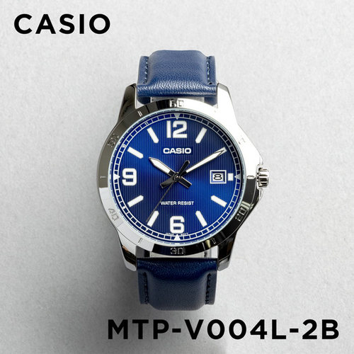 卡西欧手表CASIO MTP-V004L-2B 兰色皮带休闲指针简约防水石英表