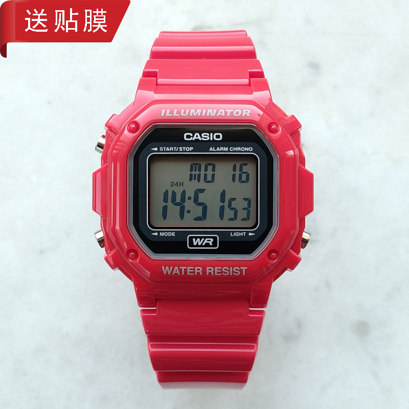 casio男女复古风方块红色电子表