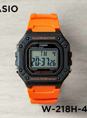 卡西欧手表CASIO W-218H-4B2 户外运动时尚腕表方块防水电子表