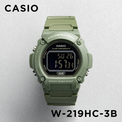 卡西欧手表CASIO W-219HC-3B新款绿色多功能防水经典数字电子表
