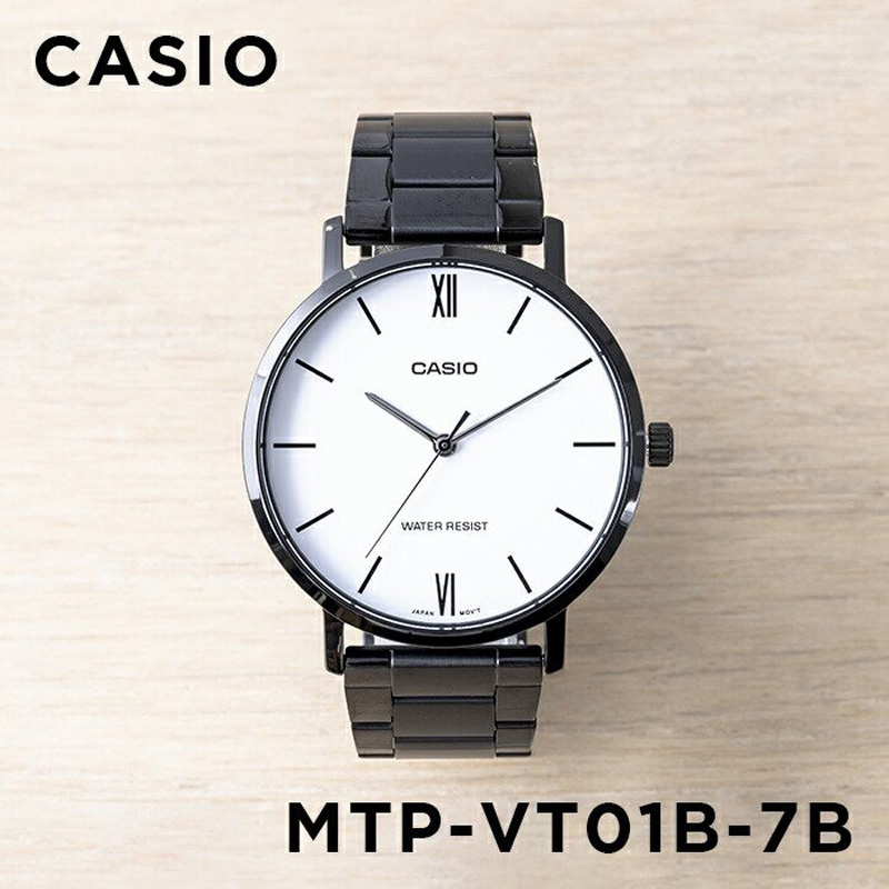 卡西欧MTP-VT01B白盘黑钢表