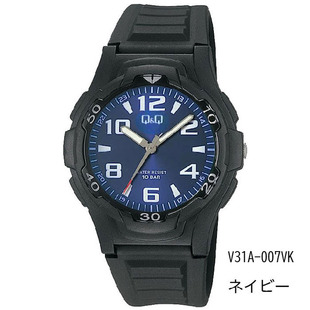 西铁城猎鹰CITIZEN Q&Q手表V31A-007 学生复习考试防水蓝黑指针表