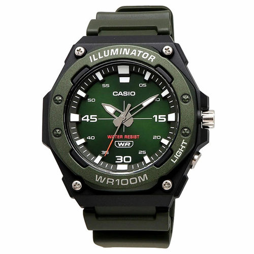 卡西欧手表男CASIO MW-620H-3A 时尚防水夜光情侣送礼绿盘指针表