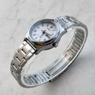 V006D 7B钢带简约防水指针日历石英学生表 LTP 卡西欧手表女CASIO