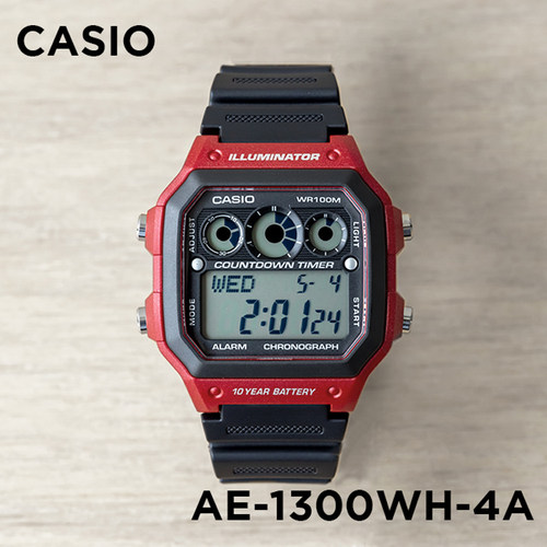 卡西欧手表AE-1300WH红色电子表