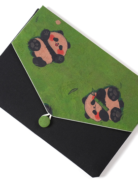 原创手工电脑内胆包小众中国风熊猫适用于苹果笔记本surfaceMacbookpro13.3air14寸15.6M2防震耐摔