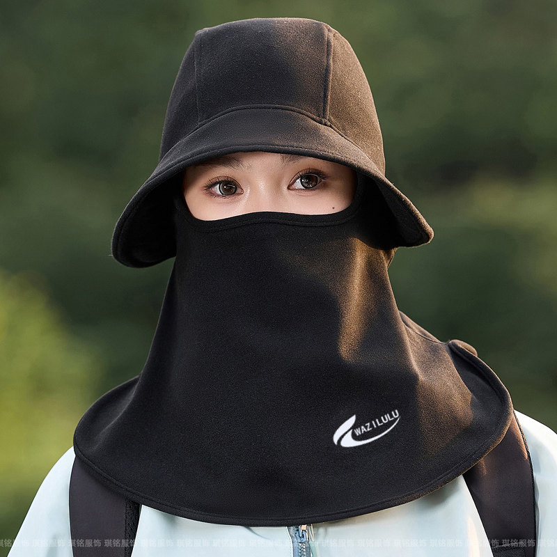 帽子面罩一体防风保暖套头帽女