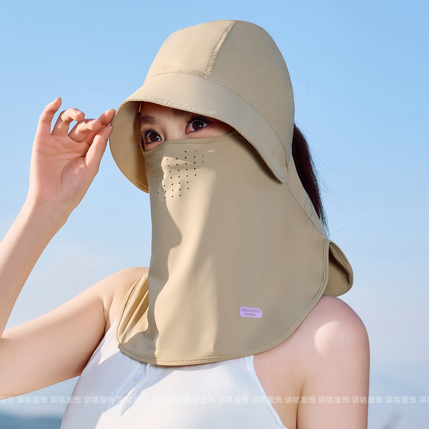 防晒帽女士夏季新款遮阳帽户外骑行运动防紫外线护颈透气头套帽子