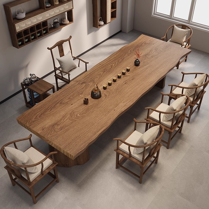 新中式茶桌椅组合茶大板原木茶几