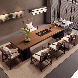 实木岛台大茶桌一体轻奢现代高级感茶台2025新款 高端泡茶桌椅组合