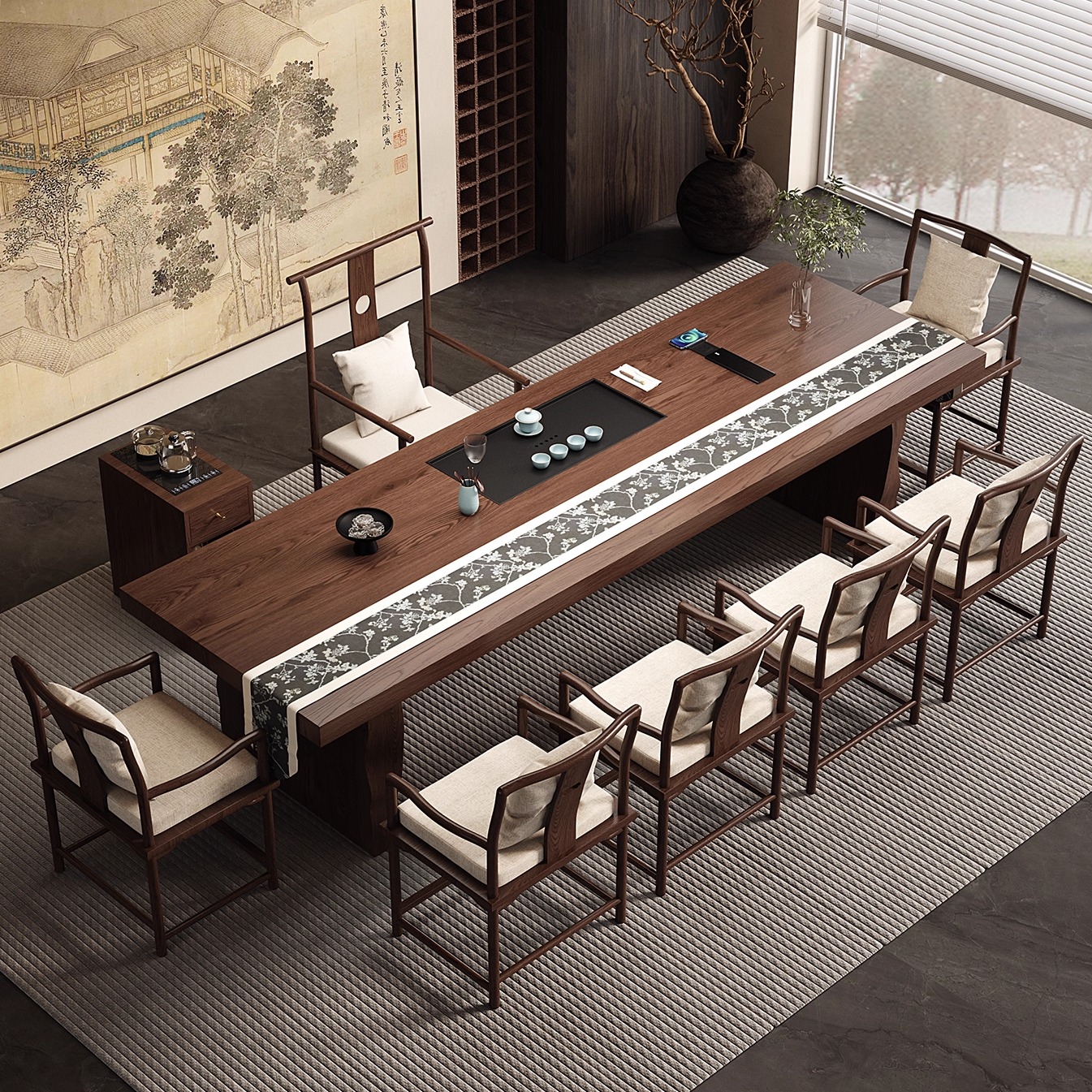 实木大板茶水茶桌茶盘一体茶台