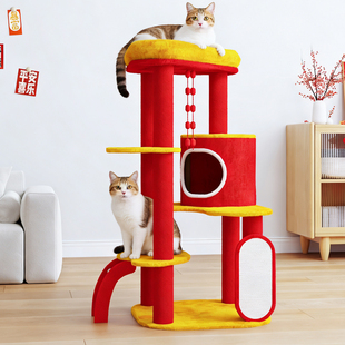 软萌猫爬架喜庆猫窝喵主子的新春豪宅剑麻抓板颜值与实用并存