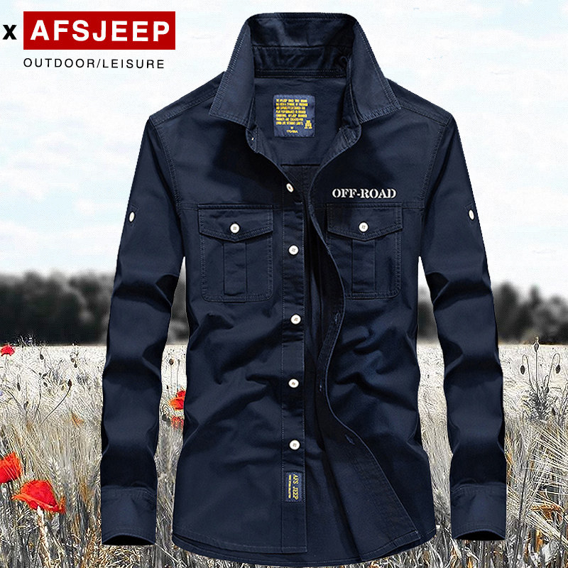 男装战地JEEP纯棉衬衫男士春秋季宽松工装长袖军装衬衣潮加特大码|msdalam kategori Pakaian Lelaki, shirt - dari Buy2taobao.com untuk memberikan perkhidmatan ejen Taobao profesional membeli