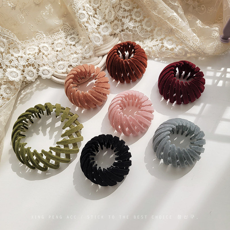 韩版天鹅绒鸟巢懒人盘发神器抓夹气质简约扎头发圈马尾丸子头发饰,饰品/流行首饰/时尚饰品新,发饰,淘宝优惠券,粉丝福利购,淘宝优惠卷