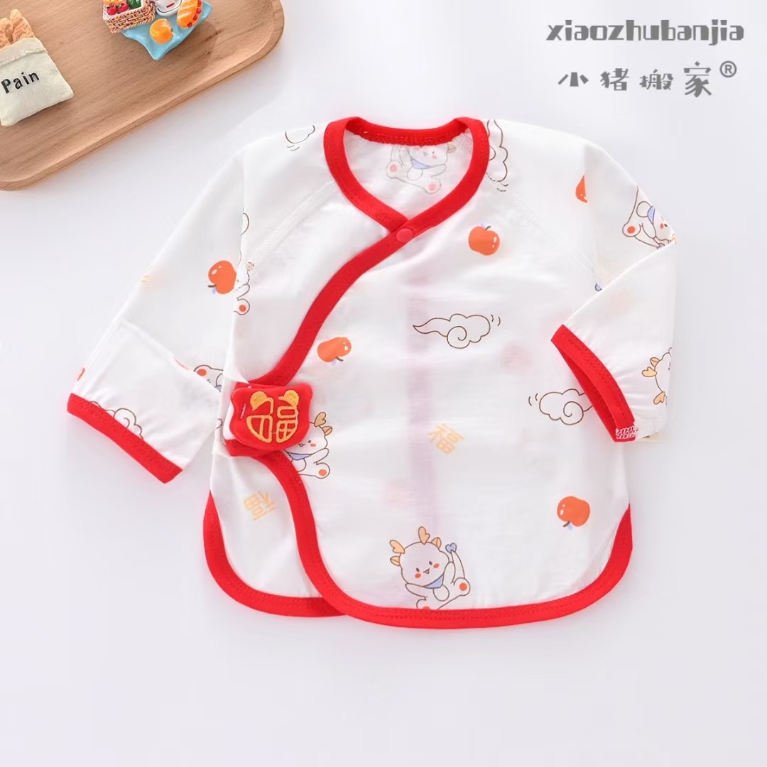 初生婴儿上衣夏季薄款新生儿衣服宝宝上衣和尚服莫代尔半背衣服