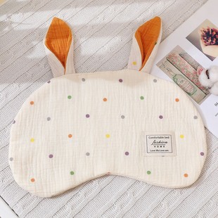 纱布云片枕纯棉婴儿宝宝花彩色长耳朵云片枕新生儿0高度枕头
