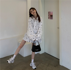 Real price real shooting, more fun in summer, cotton shirt with bubble sleeves