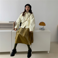 Real price photo girl's white cotton padded clothes + mustard yellow velvet bottomed dress