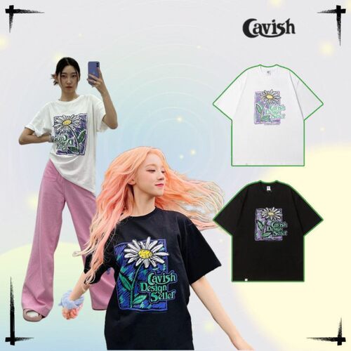 宋雨琦同款韩国正品cavish小雏菊涂鸦美式短袖T恤潮牌ins男女夏