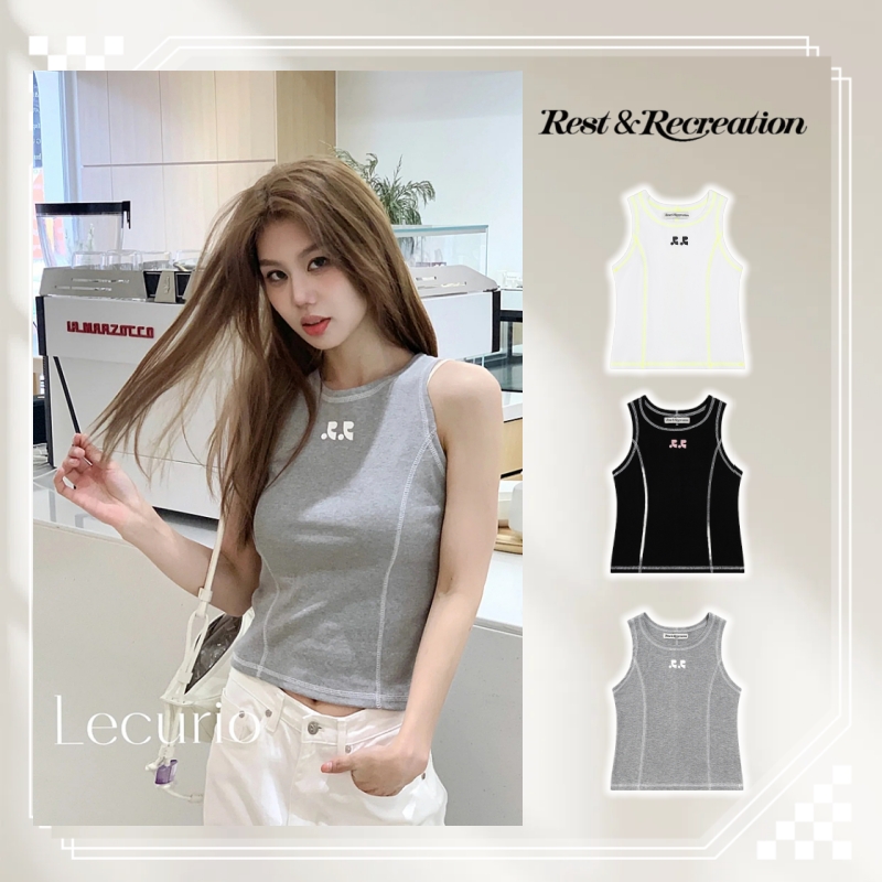 韩系RR正品Restandrecreation吊带辣妹背心女甜酷修身弹力短袖夏