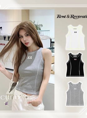 韩系RR正品Restandrecreation吊带辣妹背心女甜酷修身弹力短袖夏