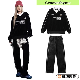 宋雨琦同款套装韩国Grooverhyme女美式休闲宽松刺绣长袖女外套