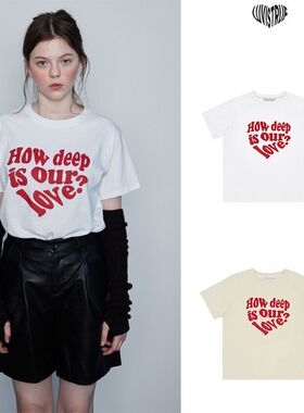 韩国LUV IS TRUE爱心字母短袖T恤黄礼志文星伊同款ins甜辣妹女