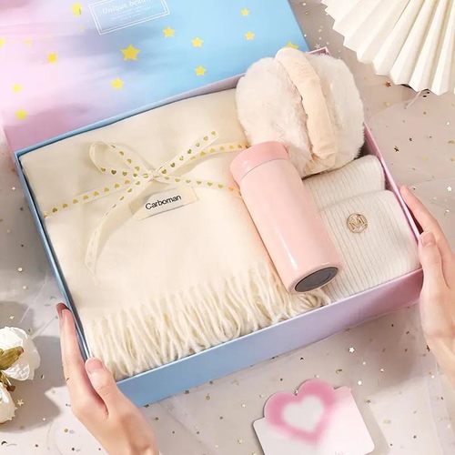 2025冬季新款生日礼物送女生女友帽子保温杯围脖手套B