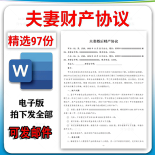 夫妻婚前婚内再婚婚后电子版共同财产房产债务协议书合同模板范本