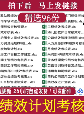 kpi绩效计划考核幼儿园销售人员efexcel表格薪酬激励管理餐饮指标