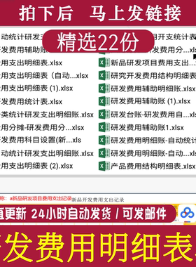 研发费用明细表单ds新品支出统计开支台账科目分类登记工程项目