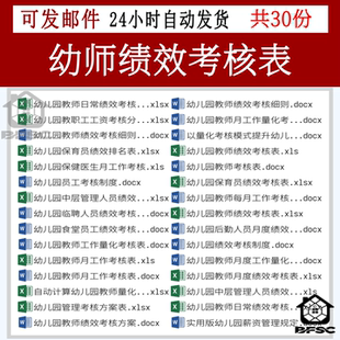 幼儿园幼师保育绩效考核表ap食堂保健医生量化月度制度方案细则