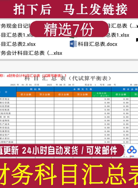 会计账务科目汇总表cd代试算平衡excel表格各行业处理电子版模板